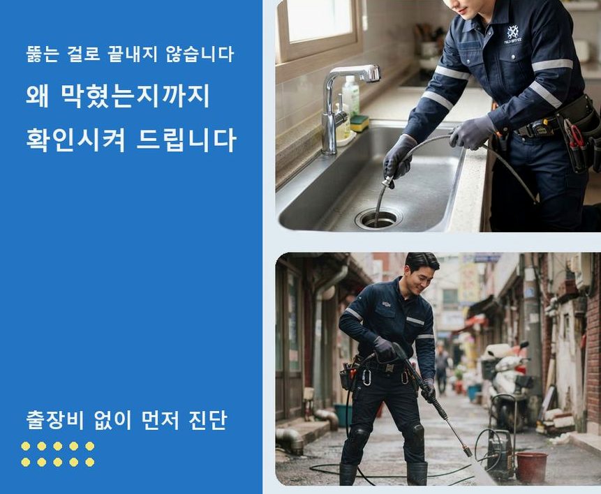 부천시소사구 심곡본동 주방 하수구막힘 전문 업체 현장 작업 사진 - 배관해결사