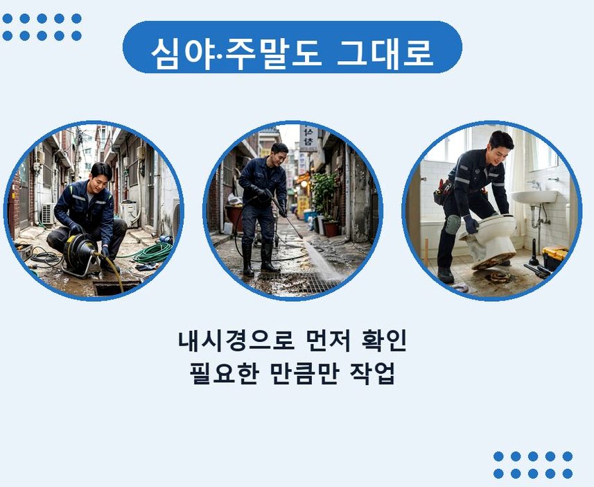 부천시소사구 심곡본동 하수구막힘 전문 업체 현장 작업 사진 - 배관해결사