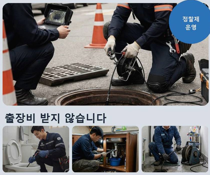 부천시소사구 심곡본동 하수구 역류 업체 현장 작업 사진 - 배관해결사