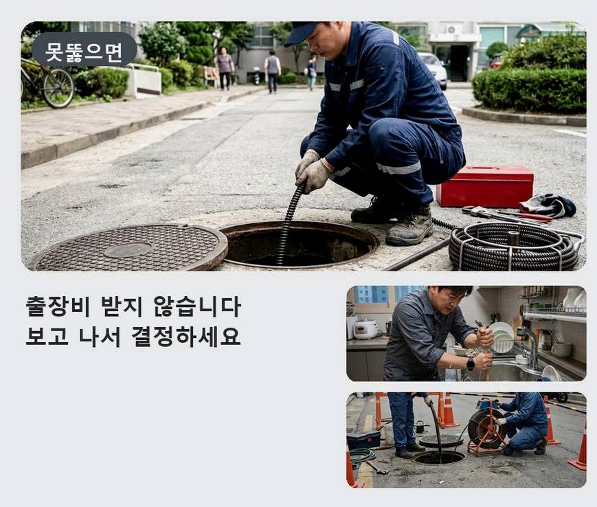 구리시 아천동 정화조막힘 원인 진단 현장 작업 사진 - 배관해결사