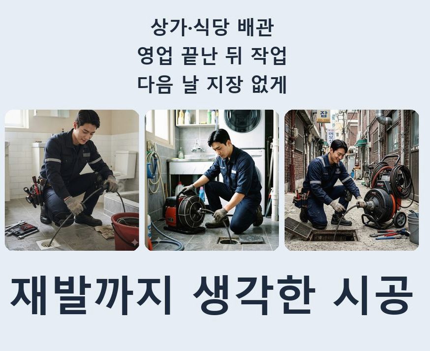 안산시단원구 화정동 배수구막힘 비용 현장 작업 사진 - 배관해결사