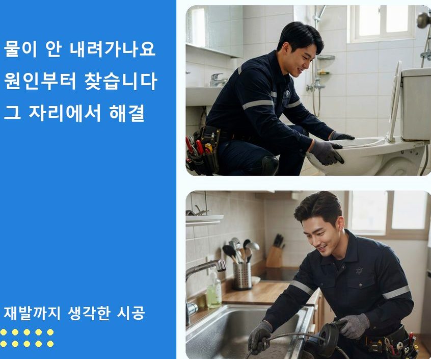 안양시동안구 부림동 베란다 배수구막힘 가격 안내 현장 작업 사진 - 배관해결사