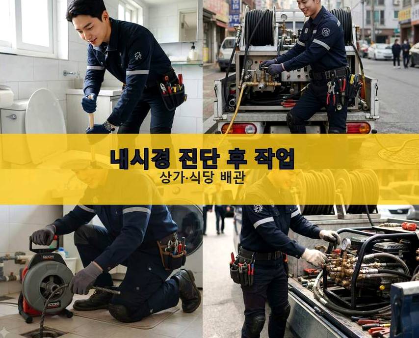 성남시분당구 율동 싱크대막힘 고압세척·관통 작업 모습