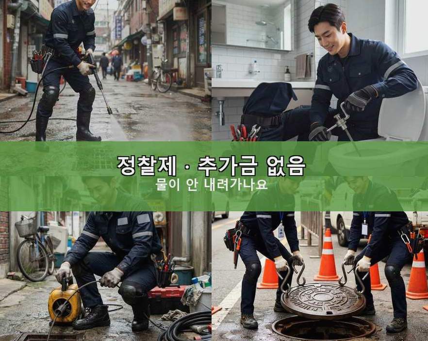 부천시원미구 약대동 정화조막힘 가격 안내 현장 작업 사진 - 배관해결사
