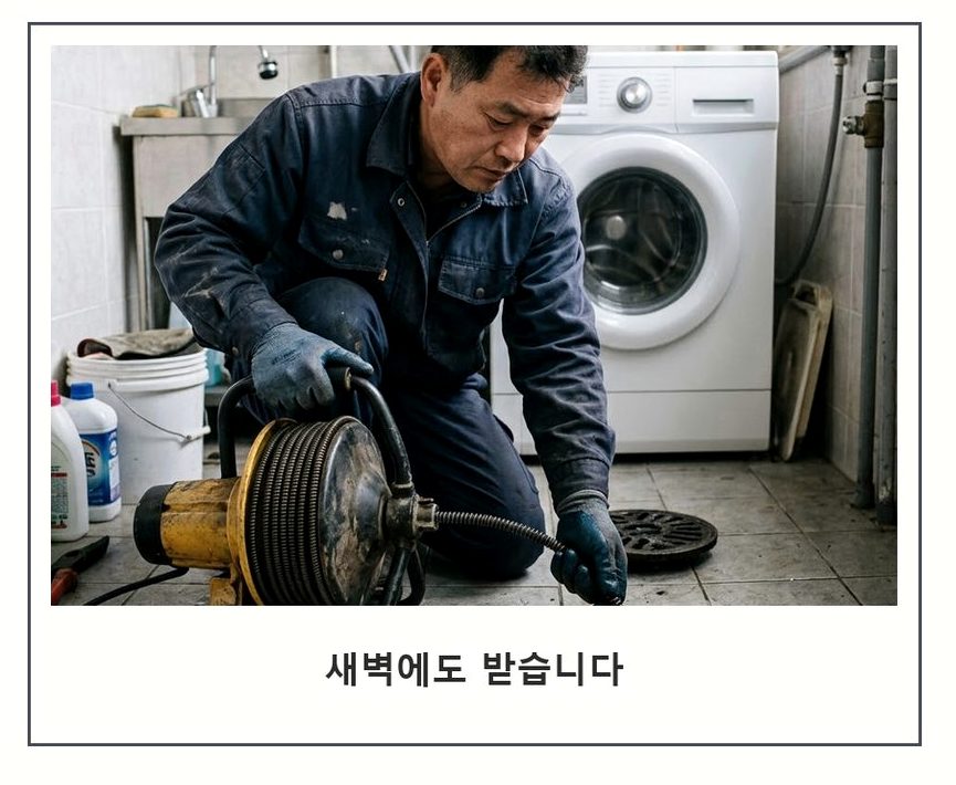 부천시원미구 약대동 하수구막힘 야간 출동 현장 작업 사진 - 배관해결사