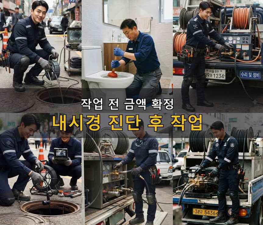 성남시중원구 여수동 고압세척 야간 출동 현장 작업 사진 - 배관해결사