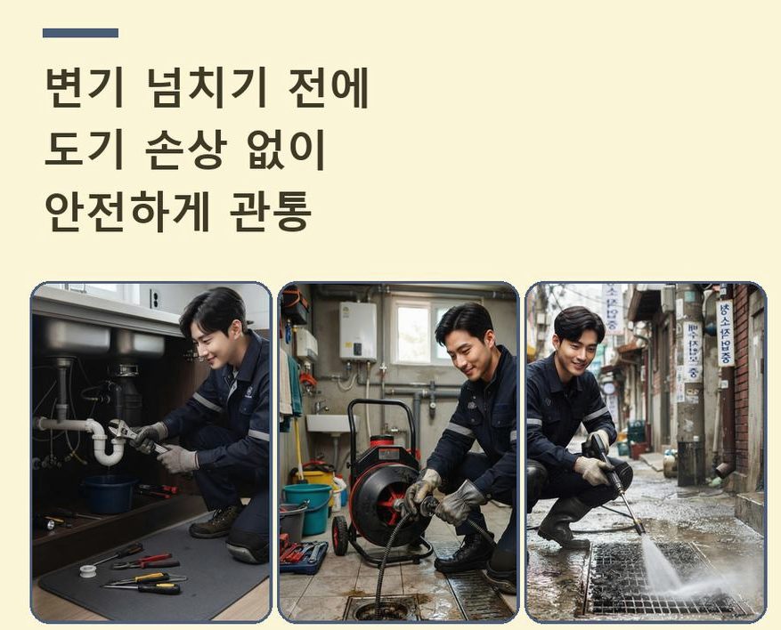 성남시중원구 여수동 욕실 배수구막힘 야간 출동 현장 작업 사진 - 배관해결사