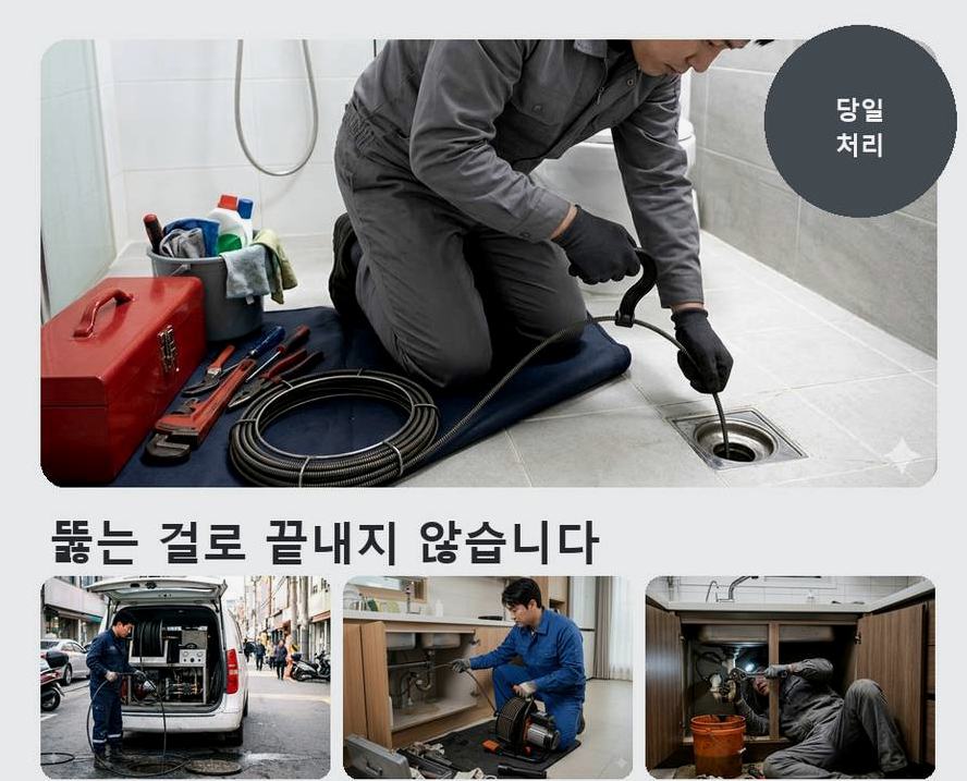 성남시중원구 여수동 화장실 하수구막힘 빠른 해결 현장 작업 사진 - 배관해결사