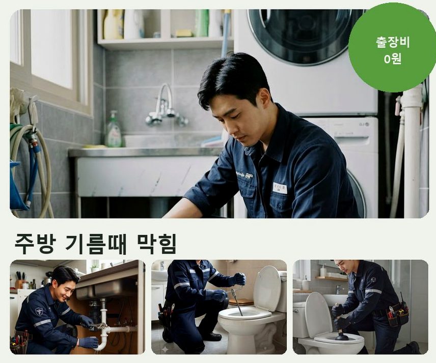 부천시원미구 역곡동 배수구막힘 고압세척·관통 작업 모습