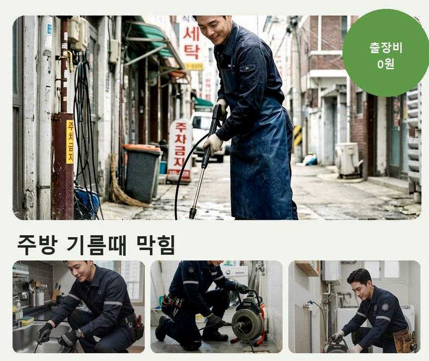 부천시원미구 역곡동 세면대막힘 원인 진단 현장 작업 사진 - 배관해결사