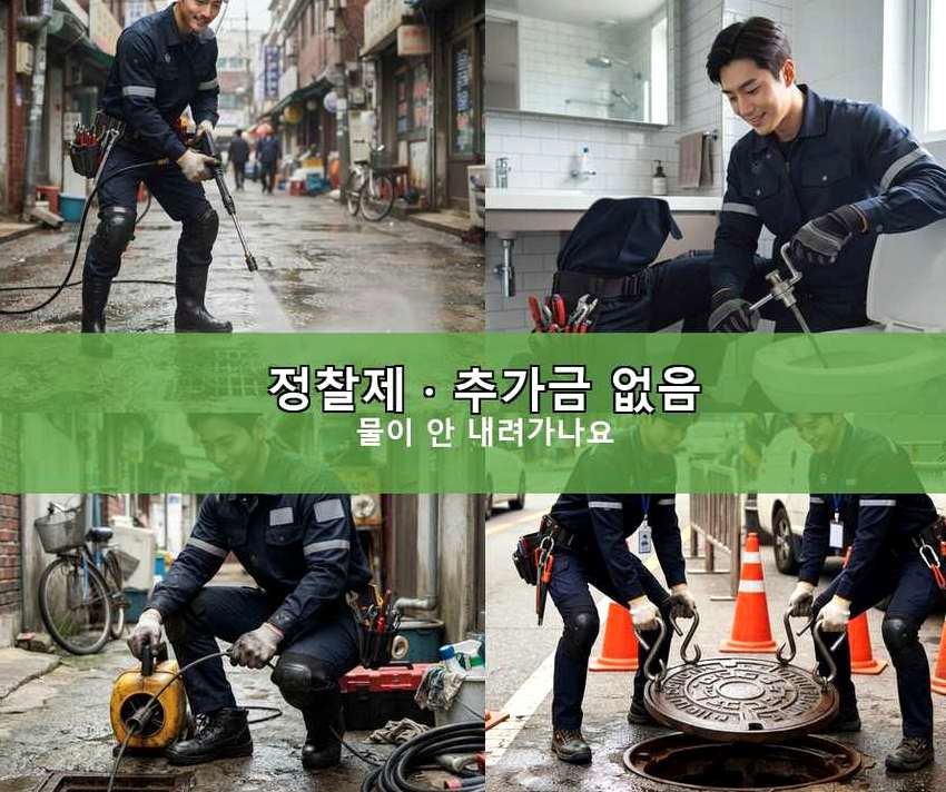 서울 은평구 역촌동 정화조막힘 긴급출동 현장 작업 사진 - 배관해결사