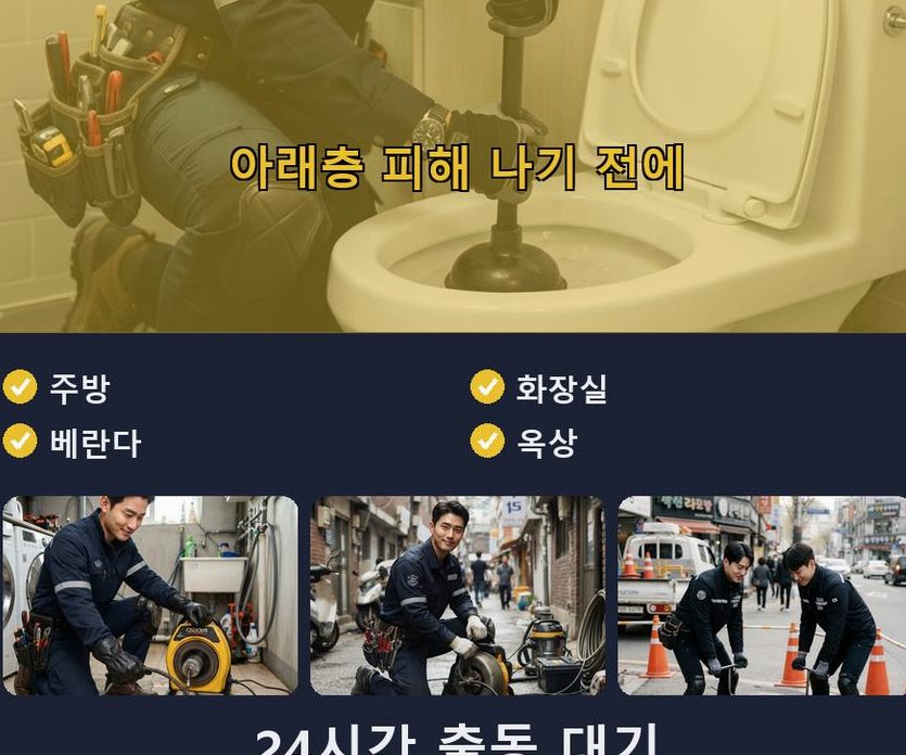 서울 마포구 하중동 배수구막힘 고압세척·관통 작업 모습