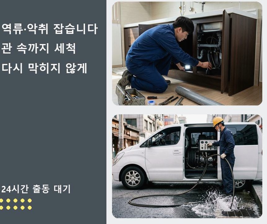옹진군 연평면남부리 배관청소 긴급출동 현장 작업 사진 - 배관해결사