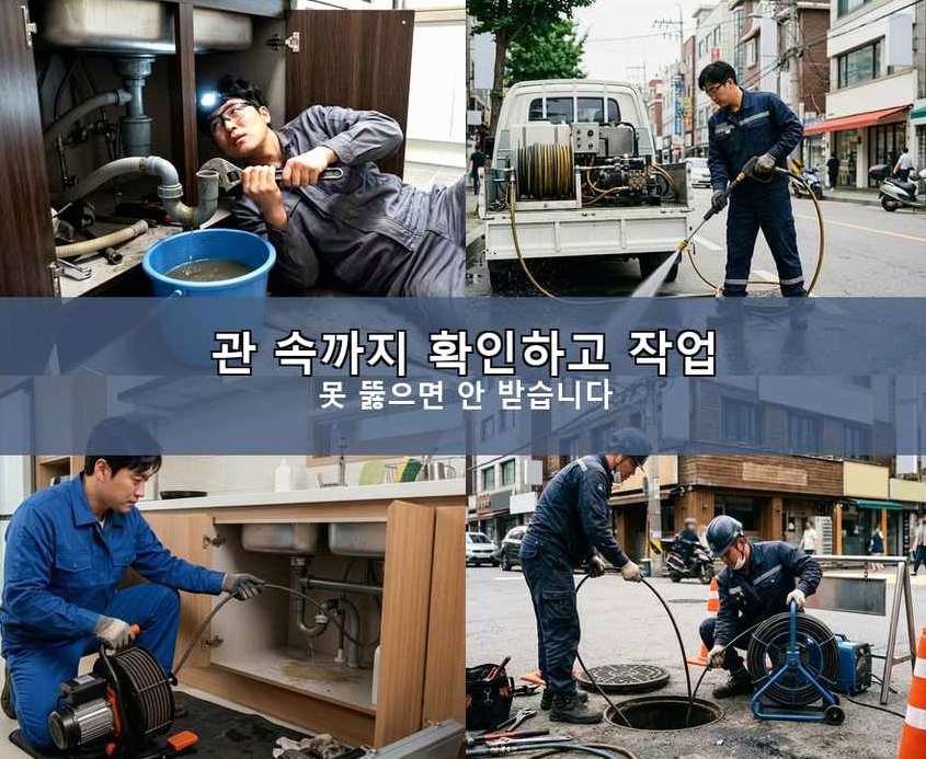 옹진군 영흥면내리 배관청소 당일 처리 현장 작업 사진 - 배관해결사