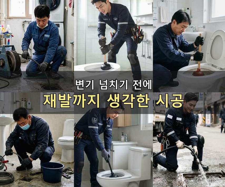 옹진군 덕적면굴업리 싱크대막힘 고압세척·관통 작업 모습