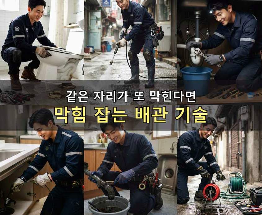 옹진군 대청면대청리 하수구막힘 고압세척·관통 작업 모습