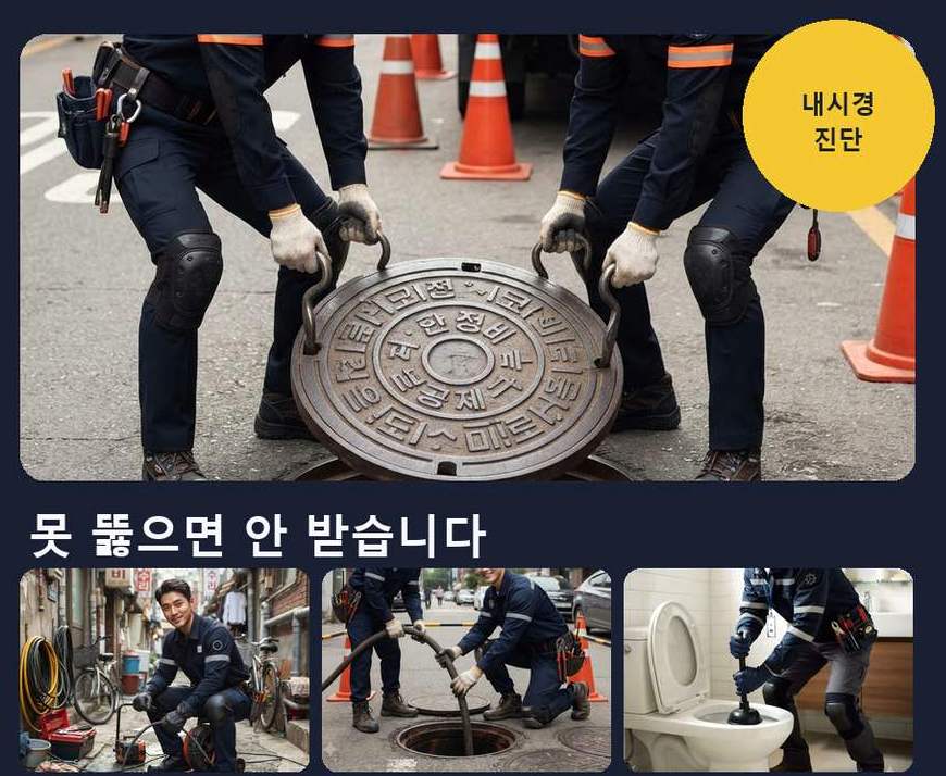 안산시단원구 와동 변기막힘 원인 진단 현장 작업 사진 - 배관해결사