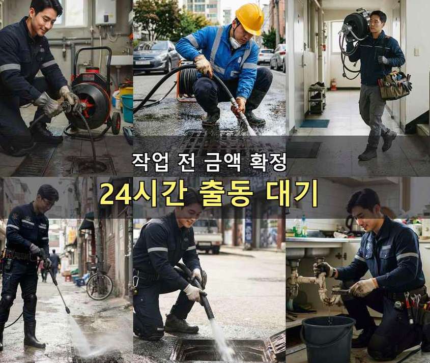 안산시단원구 원곡동 배수구막힘 당일 처리 현장 작업 사진 - 배관해결사