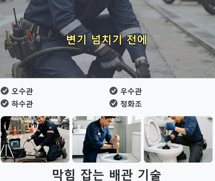 부천시원미구 원미동 화장실 하수구막힘 출장비 무료 현장 작업 사진 - 배관해결사