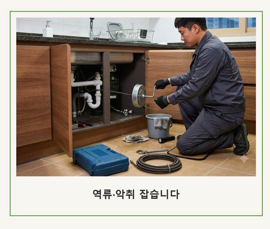 김포시 풍무동 싱크대막힘 고압세척·관통 작업 모습