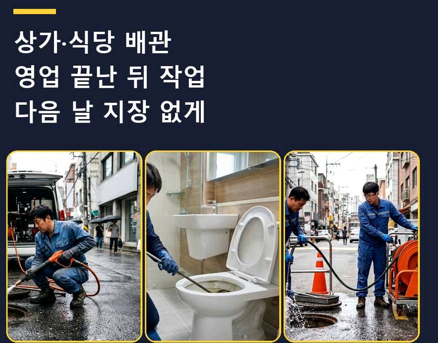 평택시 장당동 변기막힘 고압세척·관통 작업 모습