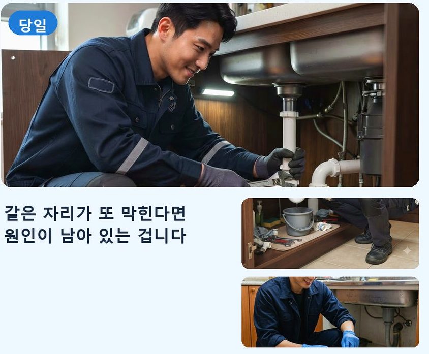 성남시분당구 율동 싱크대막힘 업체 현장 작업 사진 - 배관해결사