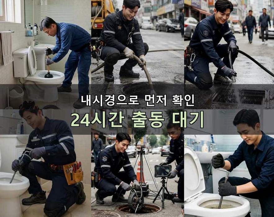 이천시 구시리 오수관막힘 고압세척·관통 작업 모습