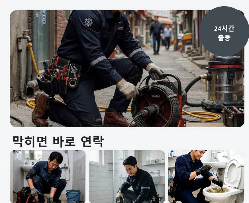 성남시중원구 은행동 세탁기 배수구막힘 긴급출동 현장 작업 사진 - 배관해결사