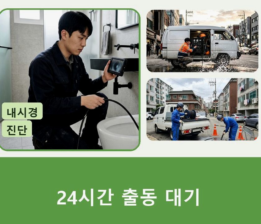 서울 은평구 갈현동 배수구막힘 고압세척·관통 작업 모습