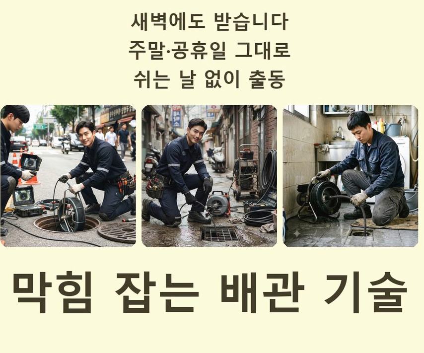 이천시 중리동 배수구막힘 뚫음 현장 작업 사진 - 배관해결사
