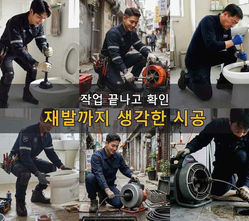 서울 용산구 이촌동 배수구막힘 뚫음 현장 작업 사진 - 배관해결사