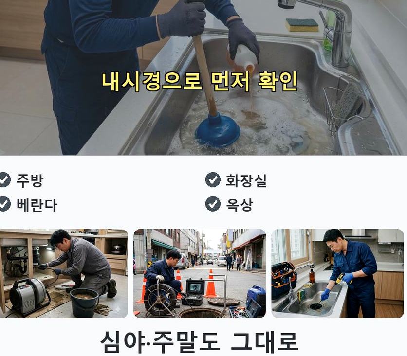 서울 강북구 인수동 변기막힘 긴급출동 현장 작업 사진 - 배관해결사