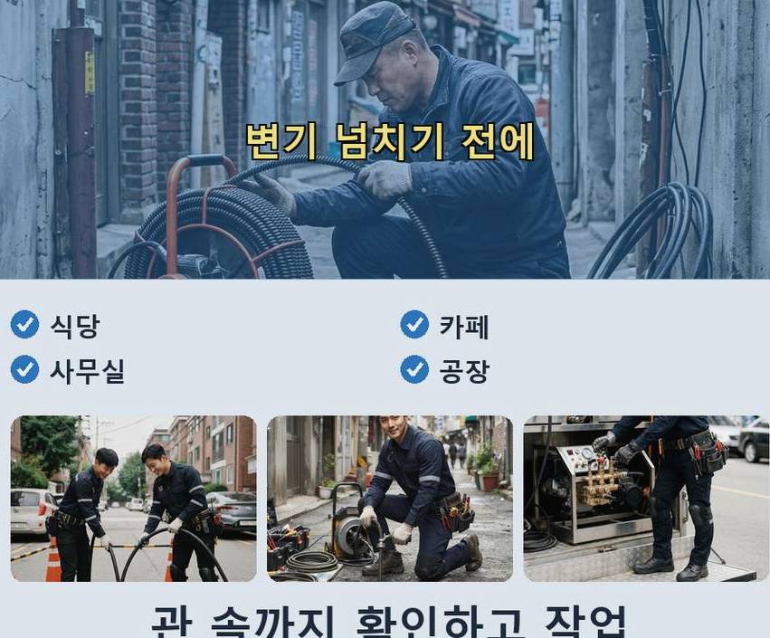 구리시 인창동 변기막힘 뚫음 현장 작업 사진 - 배관해결사