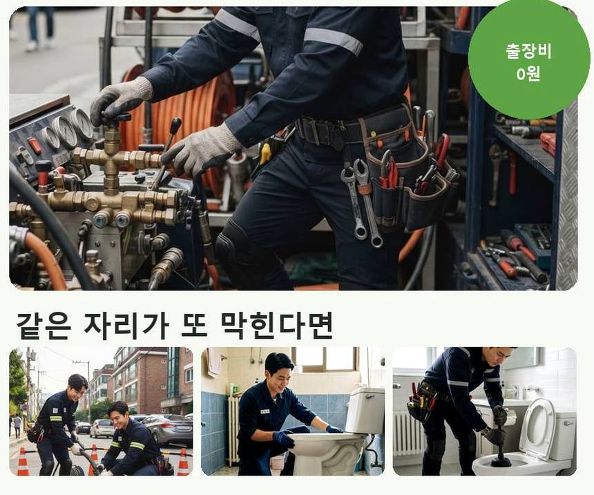 구리시 인창동 세면대막힘 뚫음 현장 작업 사진 - 배관해결사
