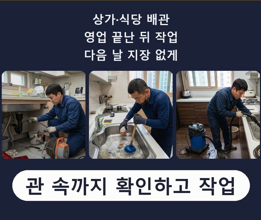 구리시 인창동 싱크대막힘 24시 출동 현장 작업 사진 - 배관해결사