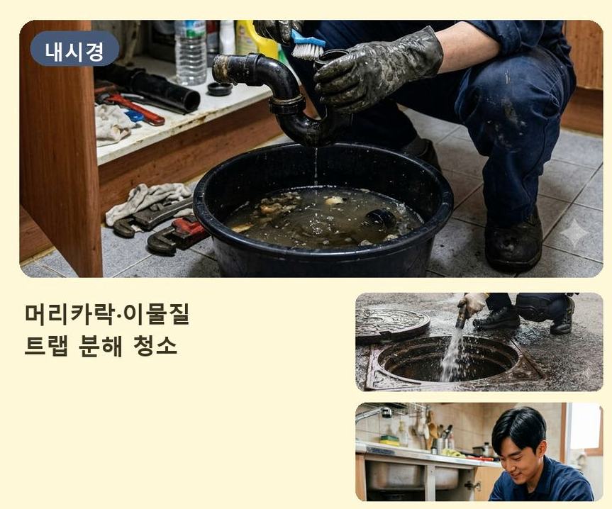 구리시 인창동 하수구 냄새 당일 처리 현장 작업 사진 - 배관해결사