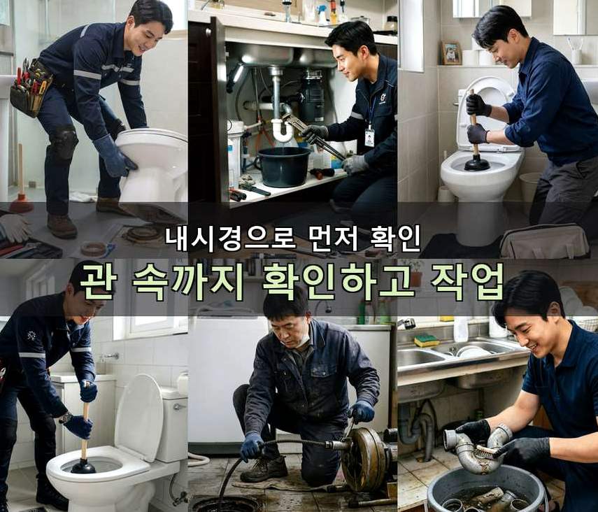 서울 광진구 자양동 배관청소 뚫음 현장 작업 사진 - 배관해결사