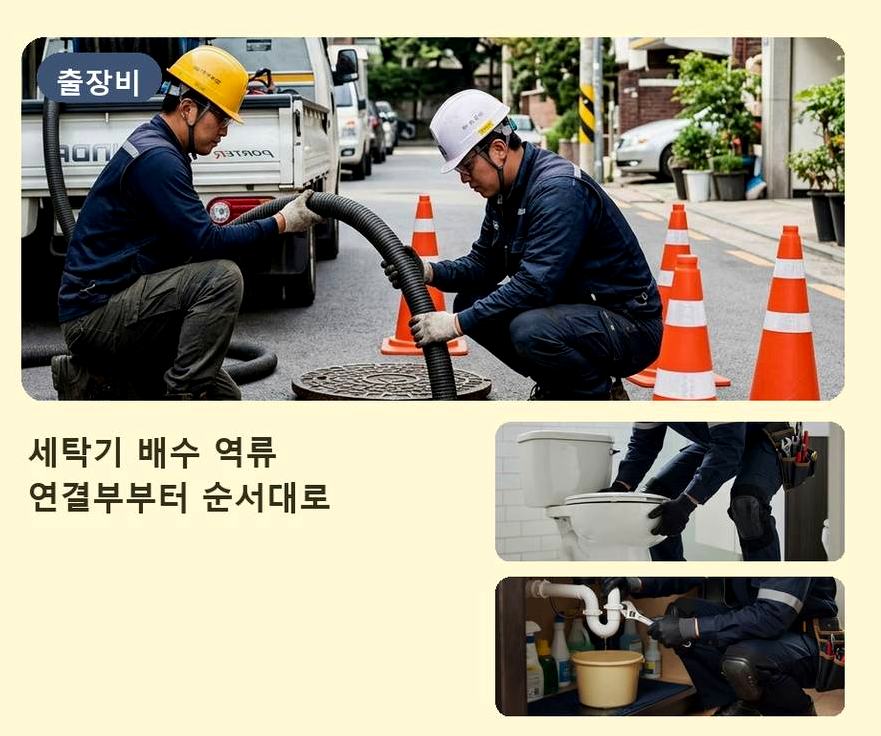 서울 광진구 자양동 세면대막힘 당일 처리 현장 작업 사진 - 배관해결사