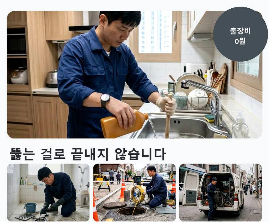 서울 광진구 자양동 세탁기 배수구막힘 당일 처리 현장 작업 사진 - 배관해결사