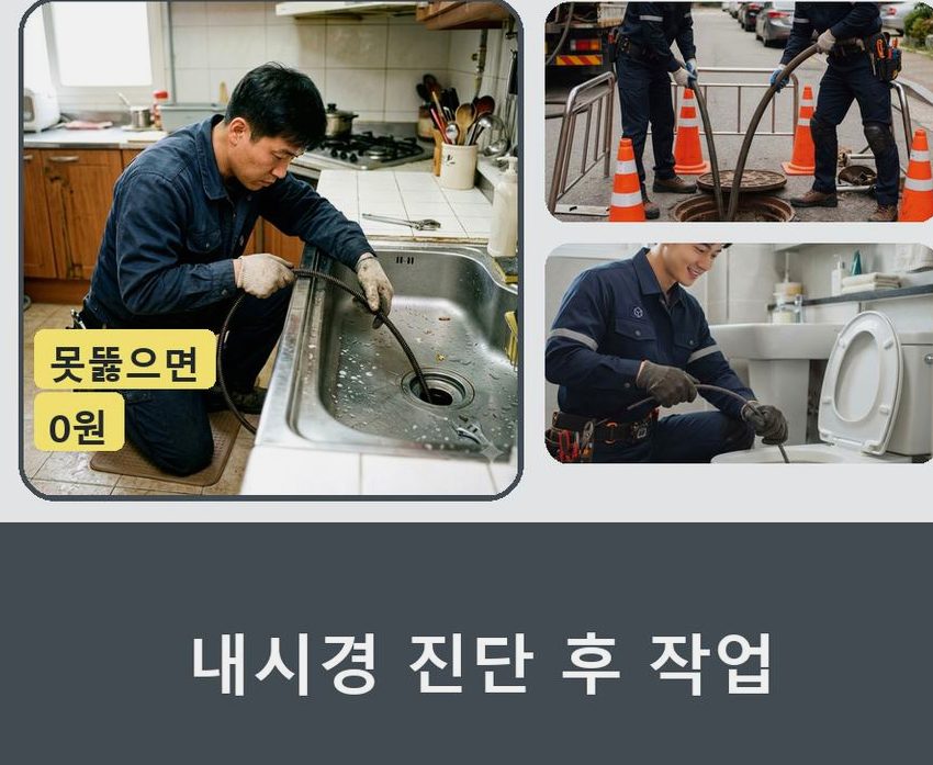 서울 광진구 화양동 싱크대막힘 고압세척·관통 작업 모습