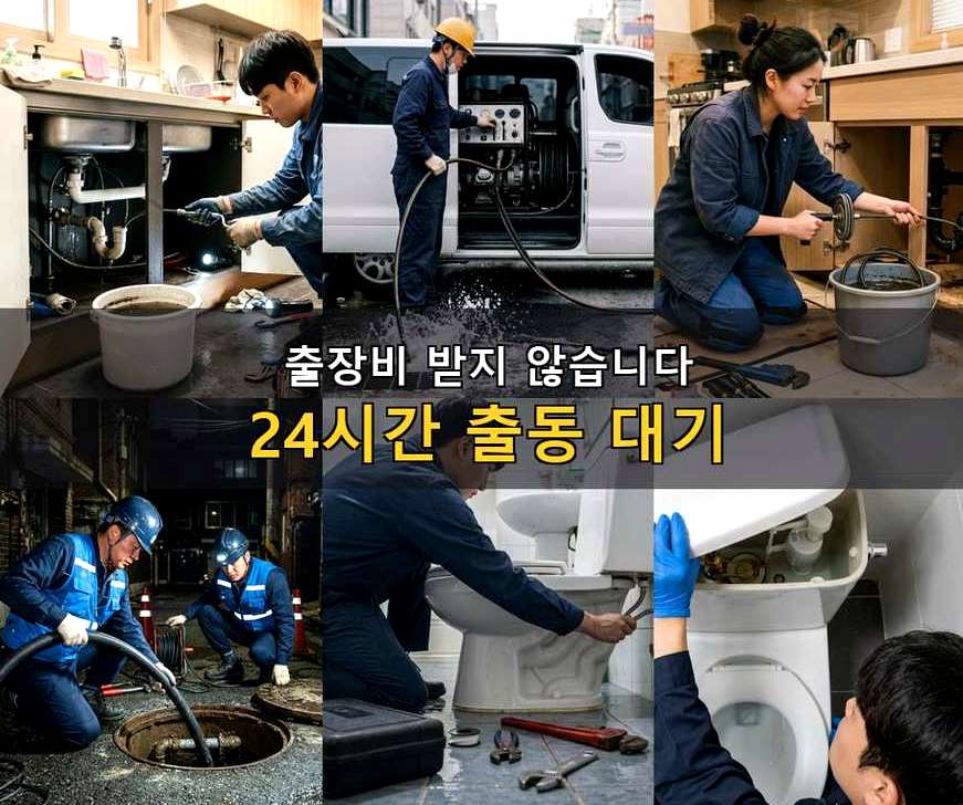 서울 광진구 자양동 하수구 역류 출장비 무료 현장 작업 사진 - 배관해결사