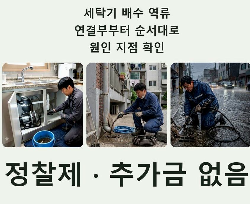 옹진군 덕적면굴업리 배수구막힘 고압세척·관통 작업 모습