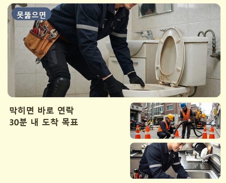서울 서초구 잠원동 싱크대막힘 야간 출동 현장 작업 사진 - 배관해결사