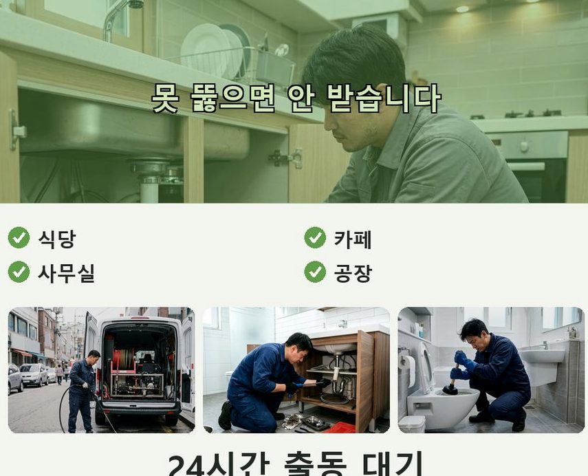 시흥시 정왕동 변기막힘 고압세척·관통 작업 모습