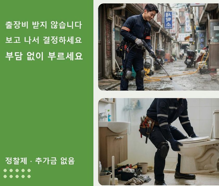 이천시 증일동 싱크대막힘 고압세척·관통 작업 모습