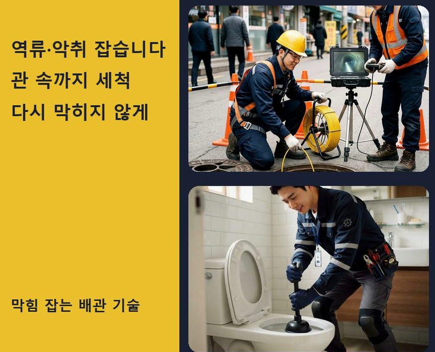 이천시 중리동 하수구막힘 고압세척·관통 작업 모습