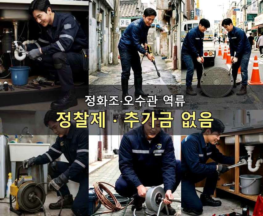 서울 용산구 남영동 하수구막힘 고압세척·관통 작업 모습