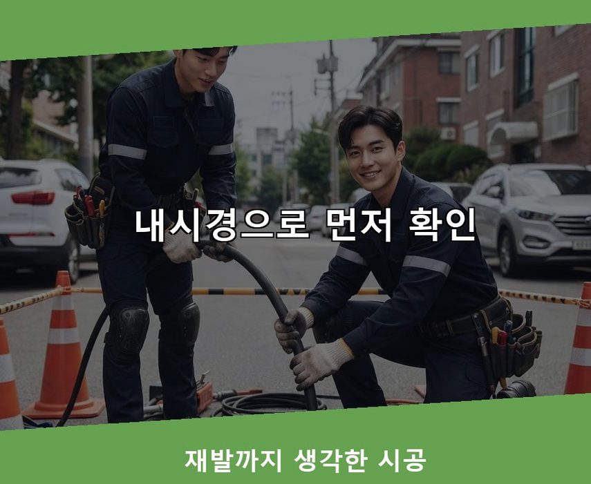 서울 용산구 남영동 오수관막힘 고압세척·관통 작업 모습