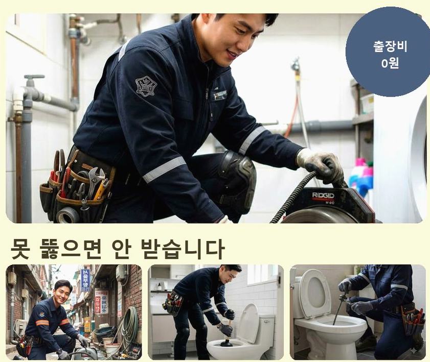 평택시 죽백동 배수구막힘 원인 진단 현장 작업 사진 - 배관해결사