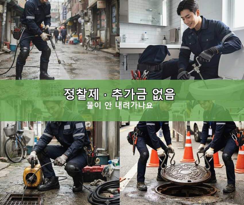 시흥시 죽율동 싱크대막힘 출장비 무료 현장 작업 사진 - 배관해결사